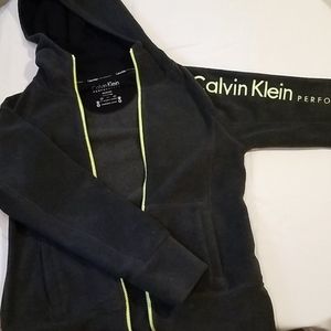Calvin Klein fleece full zip hoodie w/green